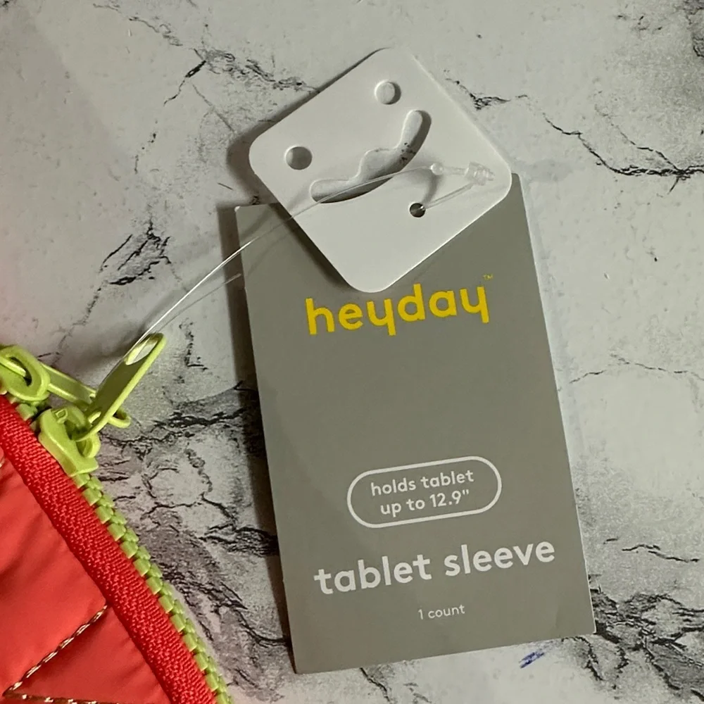 Heyday Coral Orange and Lime Puffy Laptop/Tablet Sleeve Up to 12.9